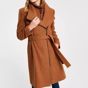 Calvin Klein Wool-Blend Belted Wrap Coat